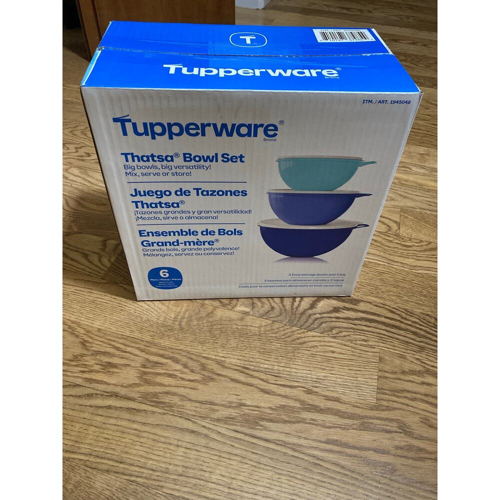 Tupperware 6‑Piece Thatsa Bowl Set of 3: 12.5-cup, 19-cup, 33-cup, Sealed in Box